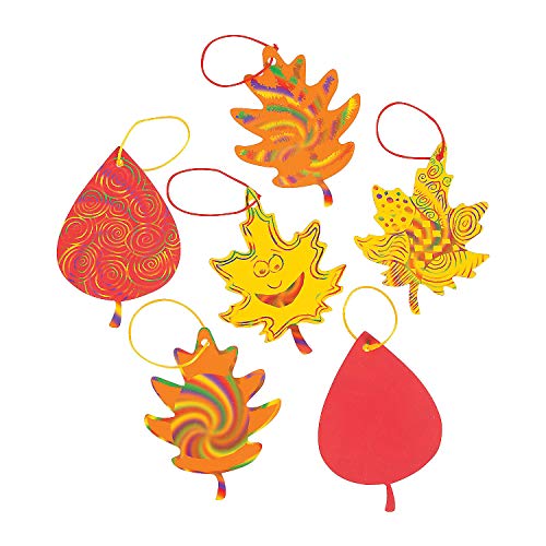 Colorful Magic Color Scratch Leaves - 24 Leaves,12 Scratching Tools - DIY Fall Crafts for Kids and Fun Home Activities