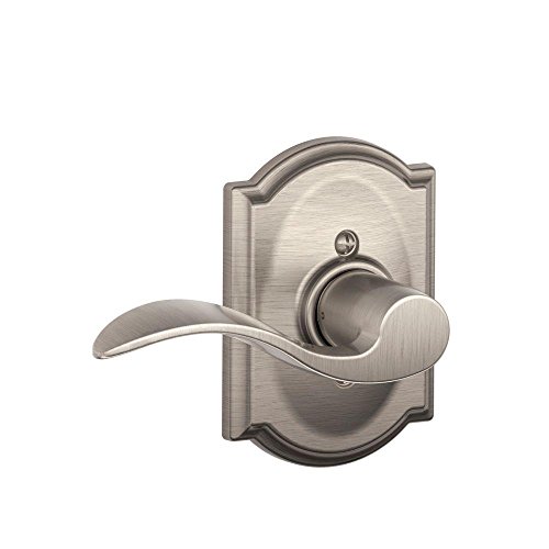 Schlage Accent Lever with Camelot Trim Non-Turning Lock in Satin Nickel - Left Handed - F170 ACC 619 CAM LH