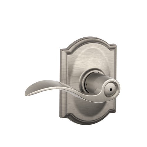 Book Cover Schlage Accent Lever with Camelot Trim Bed and Bath Lock in Satin Nickel - F40 ACC 619 CAM