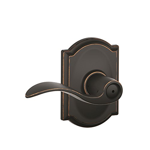 Schlage Accent Lever with Camelot Trim Bed and Bath Lock in Aged Bronze - F40 ACC 716 CAM