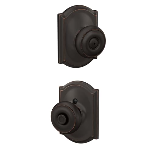 Schlage F40 GEO 716 CAM Camelot Collection Georgian Privacy Knob, Aged Bronze