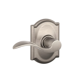 Schlage F10 ACC 619 CAM Accent Door Lever with Camelot Trim, Hall & Closet Passage Lock, Satin Nickel Satin Nickel Camelot Passage