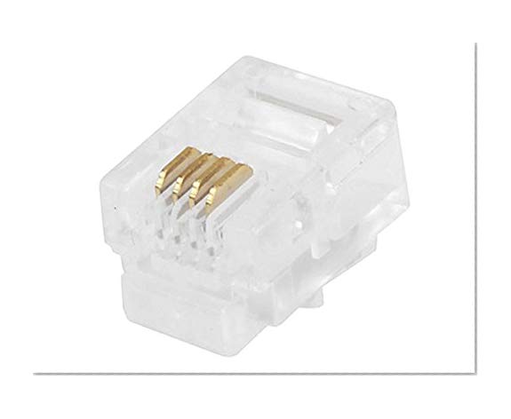 Monoprice 50-pcs RJ11 6P4C Plug for Round Solid Cable