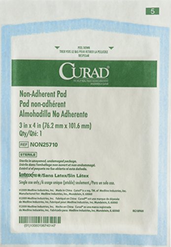 Book Cover Curad Sterile Non-Adherent Pads (Pack of 100) for gentle wound dressing and absorption without sticking