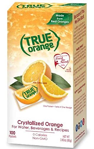 TRUE ORANGE Water Enhancer, Bulk Dispenser Pack - 100 Count (Pack of 1)| Zero Calorie Flavoring | For Water, Bottled Iced Tea & Recipes Flavor Packets Made with Real Oranges