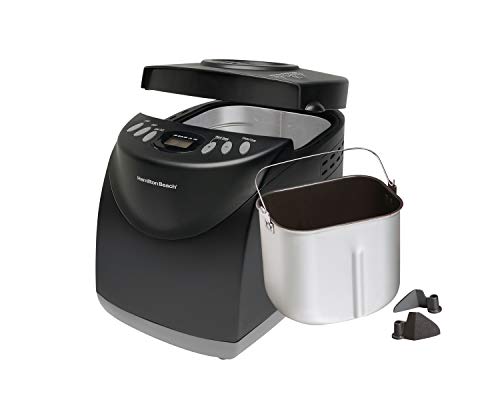 Hamilton Beach 2 Lb Digital Bread Maker, Programmable, 12 Settings + Gluten Free, Dishwasher Safe Pan + 2 Kneading Paddles, Black (29882)