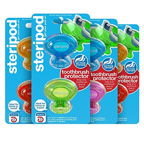 Steripod Clip-on Toothbrush Protector (8 Steripods) Multi color