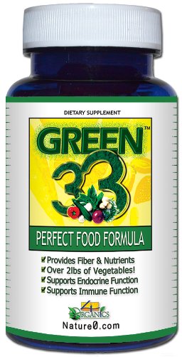 Green 33 Vegetable Daily Greens Superfoods Supplement (Bottle 45 Tablets) - All Natural 100% Whole-Food Healthy Vegetable Vegan Vitamin Tablet - Satisfaction Guaranteed