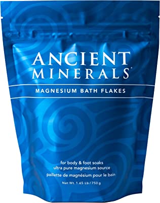 Book Cover Ancient Minerals Magnesium Bath Flakes of Pure Genuine Zechstein Chloride - Resealable Magnesium Supplement Bag That Will Outperform Leading Epsom Salts (26.4 Ounce)