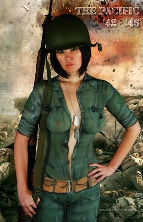 World War 2 Military History Pin up Body Paint Poster (Tribute Body Painting)