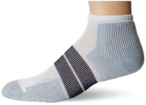 Thorlos 84 N Max Cushion Running Low Cut Socks, White/Navy, Large