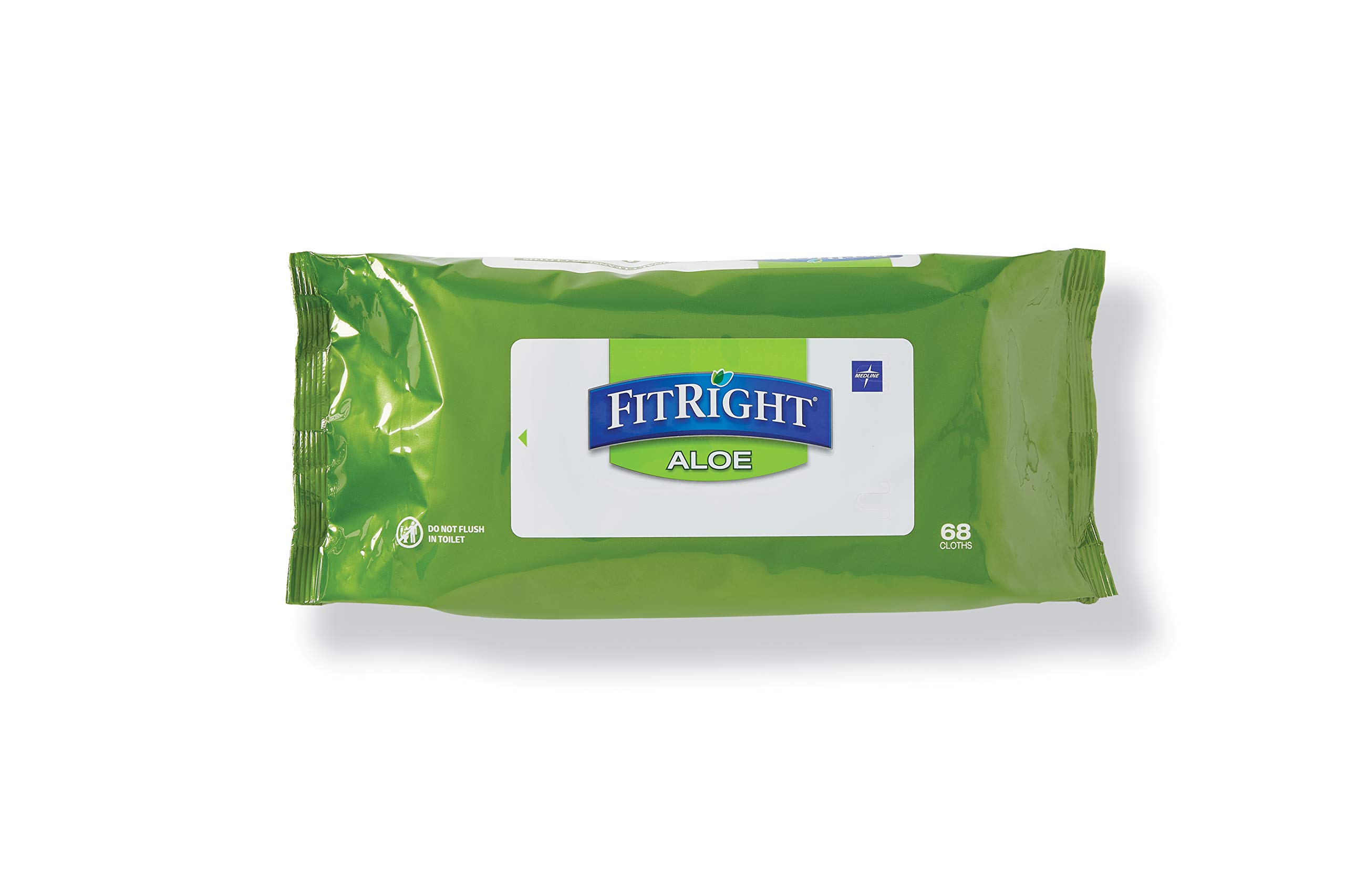 Book Cover FitRight Aloe Personal Cleansing Cloth Wipes, Scented, 8 x 10 inch Adult Large Incontinence Wipes, 68 count, pack of 12