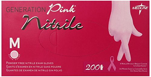 Medline Generation Pink Nitrile Exam Gloves, Pink, Medium, 200 Count