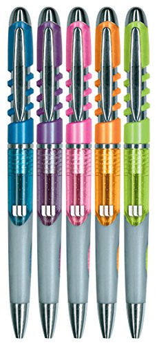 Write Dudes DDX47 Swirl Click Retractable Ballpoint Pens 5-Count Assorted Barrel Colors (14634)