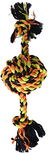 Flossy Chews Color Monkey Fist Ball with Rope Ends, Large, 18-Inch