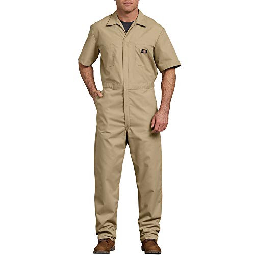 Dickies Men's Short Sleeve Coverall, Khaki, Medium Short