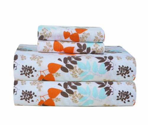 Pointehaven Heavy Weight Printed Flannel Sheet Set, Queen, Winter Breeze