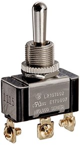 Morris Products Momentary Contact Toggle Switch - Heavy Duty, SPDT 3 Screw Terminals - (On)-Off-(On) - 1500V Dielectric Strength, 100,000 Mechanical Life Cycles - CURus Listed - 1.13" x .63" x .70"