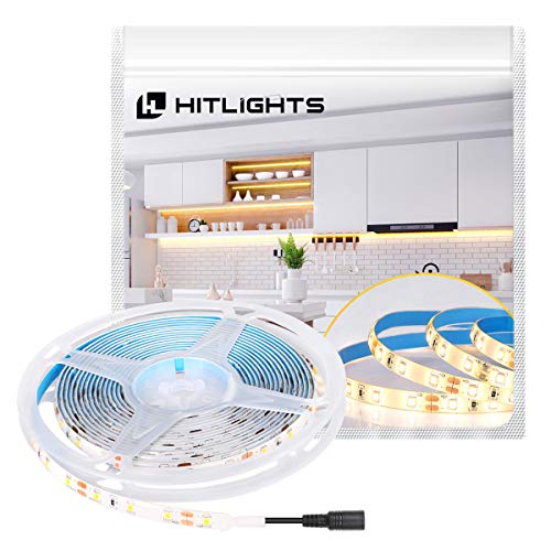 HitLights LED Strip Lights Warm White SMD 300LED 16.4FT 3528 LED Light Strip 3000K 12V DC Tape Lights for Home Kitchen Party Under Cabinet and More - 2nd Gen