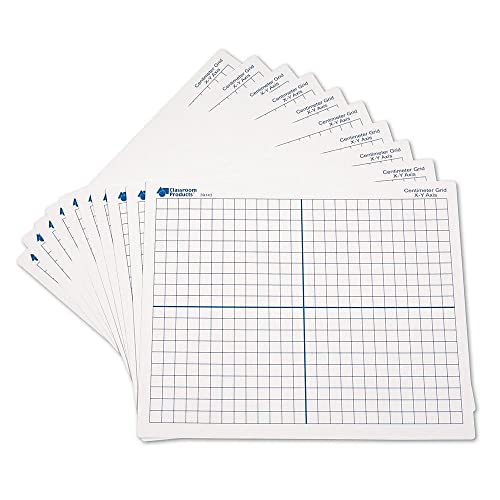 Learning Resources 9"x 11" Double Sided X-Y Axis Dry Erase Mats, Graphing, Math Classroom Accessories, Teaching Aids, Set of 10, Ages 6+