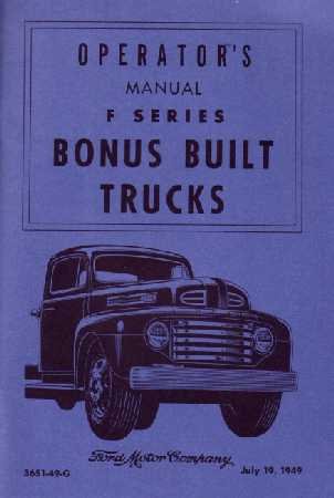 1949 FORD PICKUP TRUCK Owners Manual User Guide