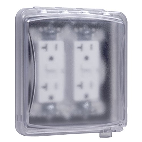 TayMac MM1410C 55-in-1 Configurations 2-Gang, Vertical Weatherproof Plastic Flat Cover, Clear