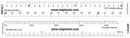 MapTools Map Ruler for 1:24,000 Scale Maps. LAT/Lon, Miles, Kilometers