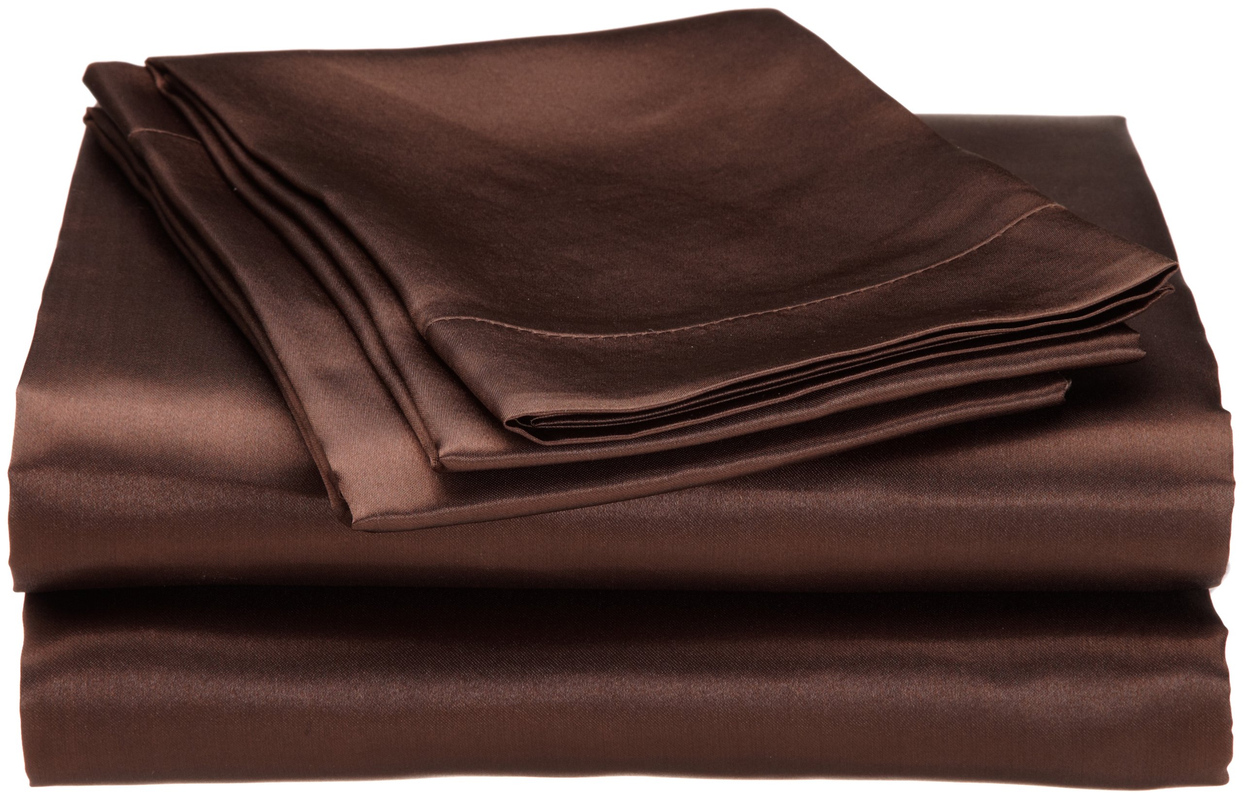 Book Cover Divatex Home Fashions Royal Opulance Satin Queen Sheet Set, Chocolate Chocolate Queen