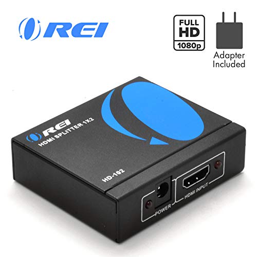 1 x 2 HDMI Splitter V1.3 Powered 1080P Certified Duplicate/Mirror Screen Monitor Supports 3D High Resolutions - 1 Source onto 2 Same Displays