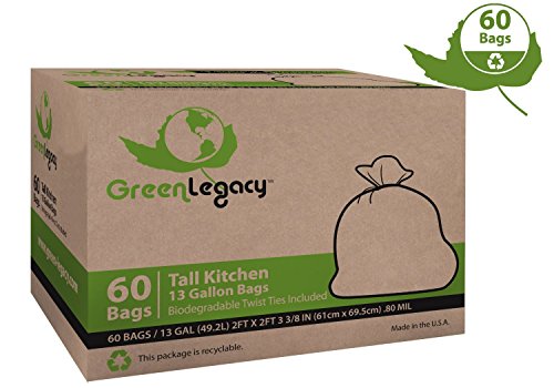 Book Cover Green Legacy Tall Kitchen Trash Bags - 60 Bags/Box ON SALE! (17 Cents/Bag)