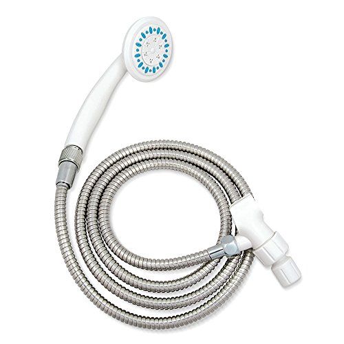 Book Cover AquaSense 770-980 3 Setting Handheld Shower Head with Ultra-Long Stainless Steel Hose, White