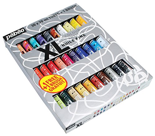 Pébéo 920231 Studio XL + Huile Fine Assortiment de 30 Tubes de 20 ml + Brosse