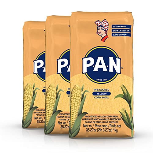 P.A.N. Yellow Corn Meal – Pre-cooked Gluten Free and Kosher Flour for Arepas (2.2 lb / Pack of 3)