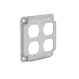 Hubbell-Raco 907C 2 Duplex Receptacles 4-Inch Square Exposed Work Cover, Gray