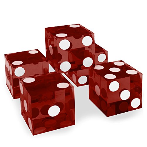 Book Cover Set of 5 Grade AAA 19mm Casino Dice with Razor Edges and Matching Serial Numbers by Brybelly (Red)