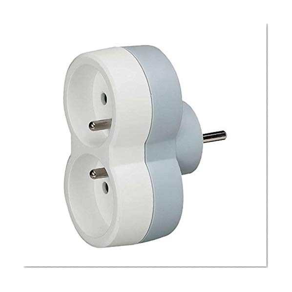 Legrand – Multiprise double, 2 sorties Frontales 16 A – Prise électrique double 2 pôles avec Terre – A Blanc/Gris - ref 50638