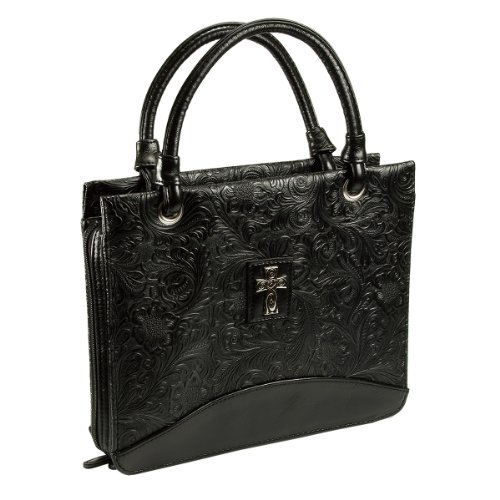 Damask Embossed Purse-Style Bible / Book Cover w/Cross (Large)