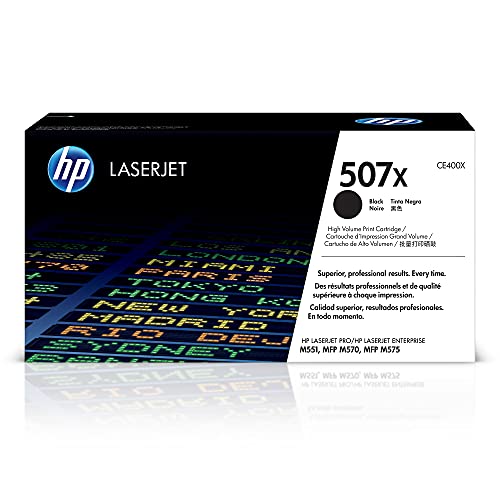 HP 507X Black High-Yield Toner Cartridge | Works LaserJet Enterprise 500 Color M551, MFP M575, LaserJet Pro 500 Color MFP M570 Series | CE400X