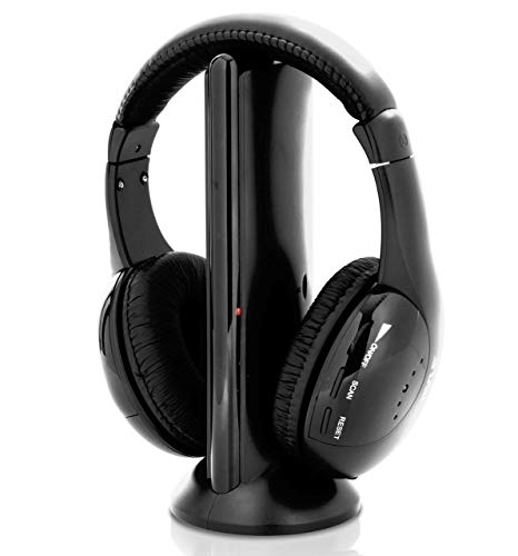 Stereo Wireless Over Ear Headphones - Hi-fi Headphone Professional Black Monitor Headset with 30m Range, Noise Isolation Padding, Microphone - TV, Computer, Gaming Console iPod Phone - Pyle Home PHPW5