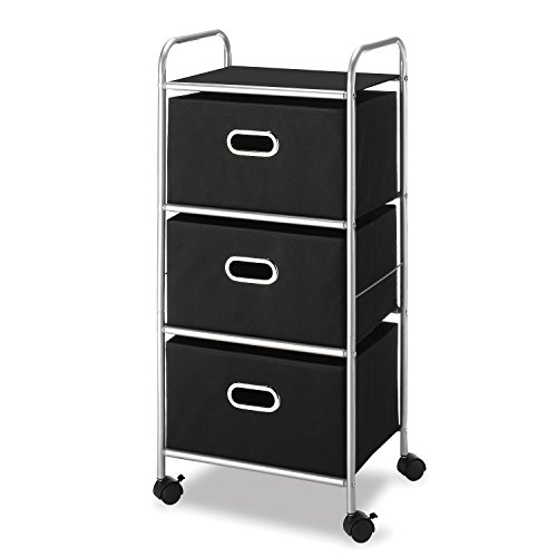 Whitmor 6705-3871-BLK-BB Three Drawer Cart with Black Polypropylene Drawers