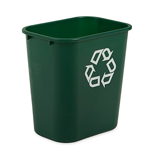 Rubbermaid Commercial Products Fg295606GRN Plastic Resin Wastebasket Trash Can for Bedroom Bathroom, Office, 7 Gallon/28 Quart, Green Recycle