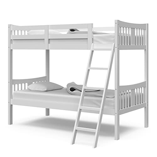 Book Cover Storkcraft Caribou Solid Hardwood Twin Bunk Bed with Ladder and Safety Rail, White
