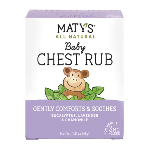 Book Cover Maty's All Natural Baby Chest Rub, Pure & Natural Rub for Babies 3 Mo+, Soothes Coughs & Stuffy Noses with Lavender & Chamomile, 1.5 Ounce Jar