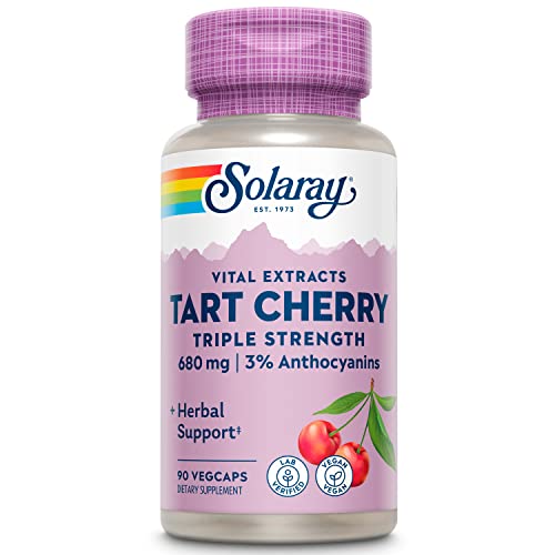 SOLARAY Triple Strength Tart Cherry Fruit Extract | Helps Support Healthy Uric Acid Levels w/ Antioxidants & Anthocyanins | Non-GMO & Vegan | 90ct