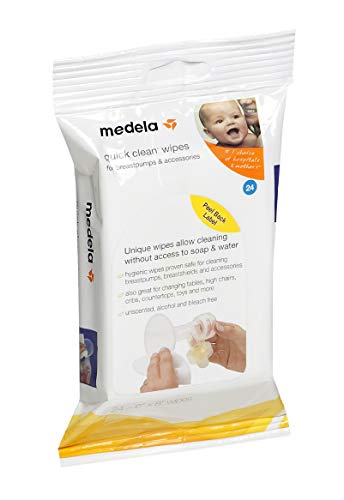 Book Cover Medela Quick Clean Breast Pump and Accessory Wipes, 24 Count Resealable Pack, Convenient and Hygienic On the Go Cleaning for Tables, Countertops, Chairs, and More