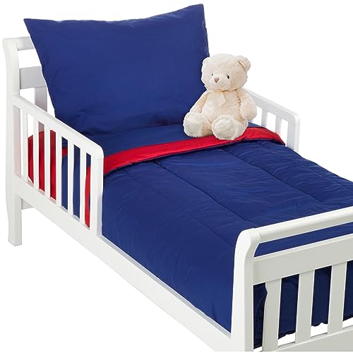 Book Cover American Baby Company 100% Cotton Percale 4-Piece Toddler Bedding Set, Red/Royal, for Boys