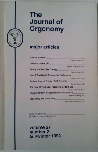 The Journal of Orgonomy (Volume 27, Number 2, Fall/Winter 1993)