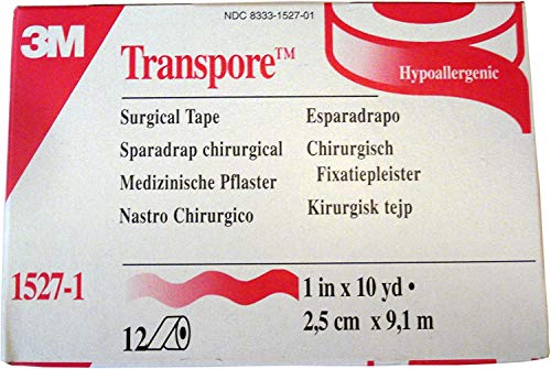 3M Transpore Clear 1-Inch Wide First Aid Tape, 10-Yard Roll (2 Rolls), Model:1527-1