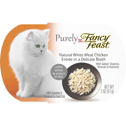 Purina Fancy Feast Natural, Grain Free Wet Cat Food, Purely Natural White Meat Chicken Entree - (10) 2 oz. Trays