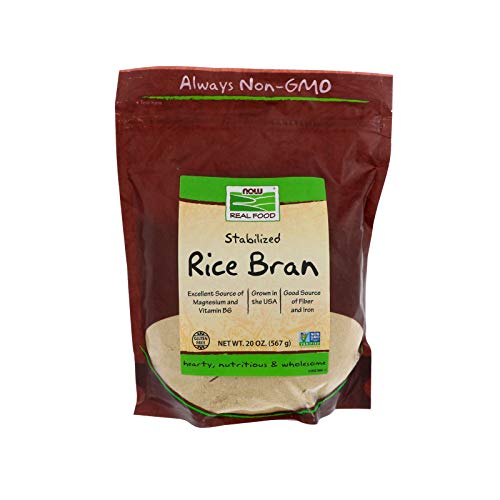 NOW Foods, Rice Bran, Source of Magnesium, Vitamin B6, Fiber and Iron, USA-Grown, Gluten-Free and Certified Non-GMO, 20-Ounce